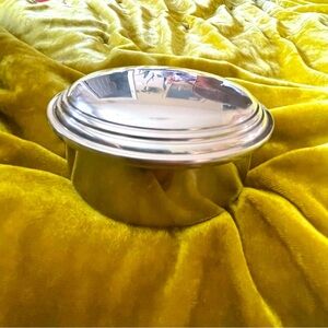 Vintage MCM Schroths Pewter Jewelry Box marked 20 chrome ring box trinket dish